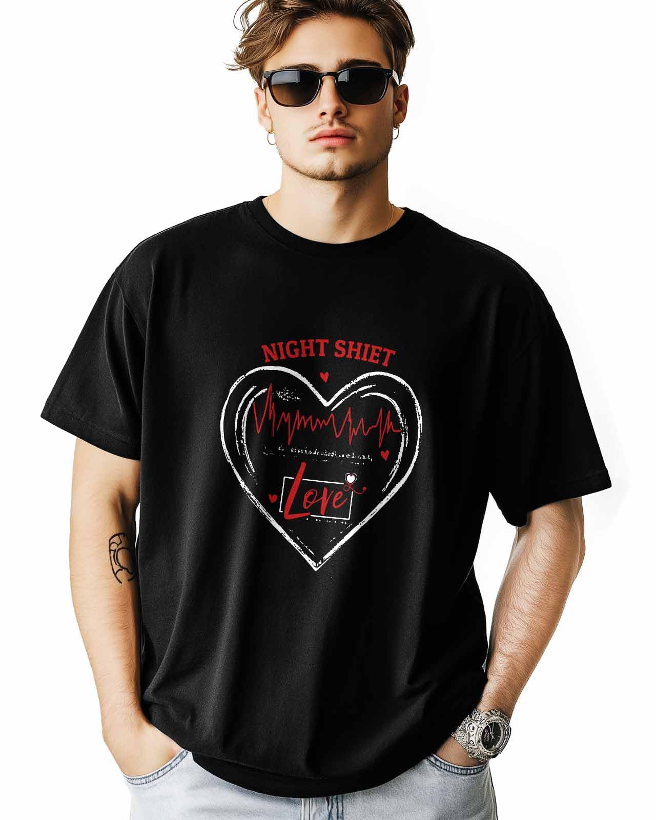 Mens Graphic T-Shirts Love ECG Short Sleeve Crew Neck Comfortable Soft Casual Classic Tee XS - 5XL Love