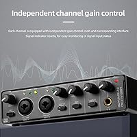 Vista 3 de Depusheng RX2 interfaz de audio USB tarjeta de sonido de grabación de computadora, interfaz de audio de estudio en casa, puede conectar micrófono