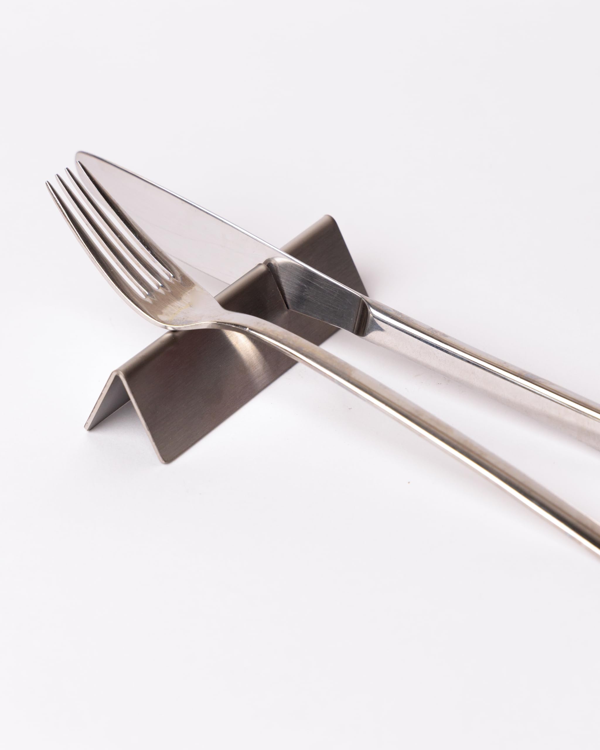 Set poggia posate Triangolare da tavolo acciaio INOX, porta posate inossidabile, Design Elegante, Idea Regalo per Mise En Place di lusso per ristorante, per due posate (4)