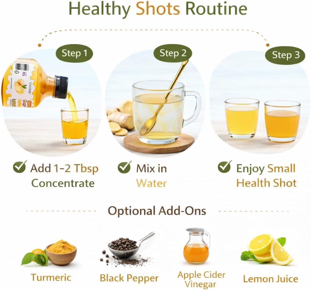 Ginger Lemon & Honey Concentrate Juice by Annoor |8.5 Fl Oz | NFC | No pulp. Easy to mix | Use in Detox Water, Refreshers, Ginger Lemon Tea and Cocktail image 4
