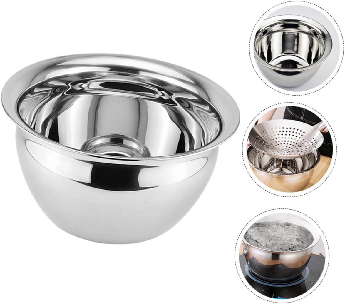 Stainless Steel Mixing Bowl Reusable Food Bowl for Salad Baking Storage Thickened Design Practical Kitchen Tool for Cooking Meal Prep