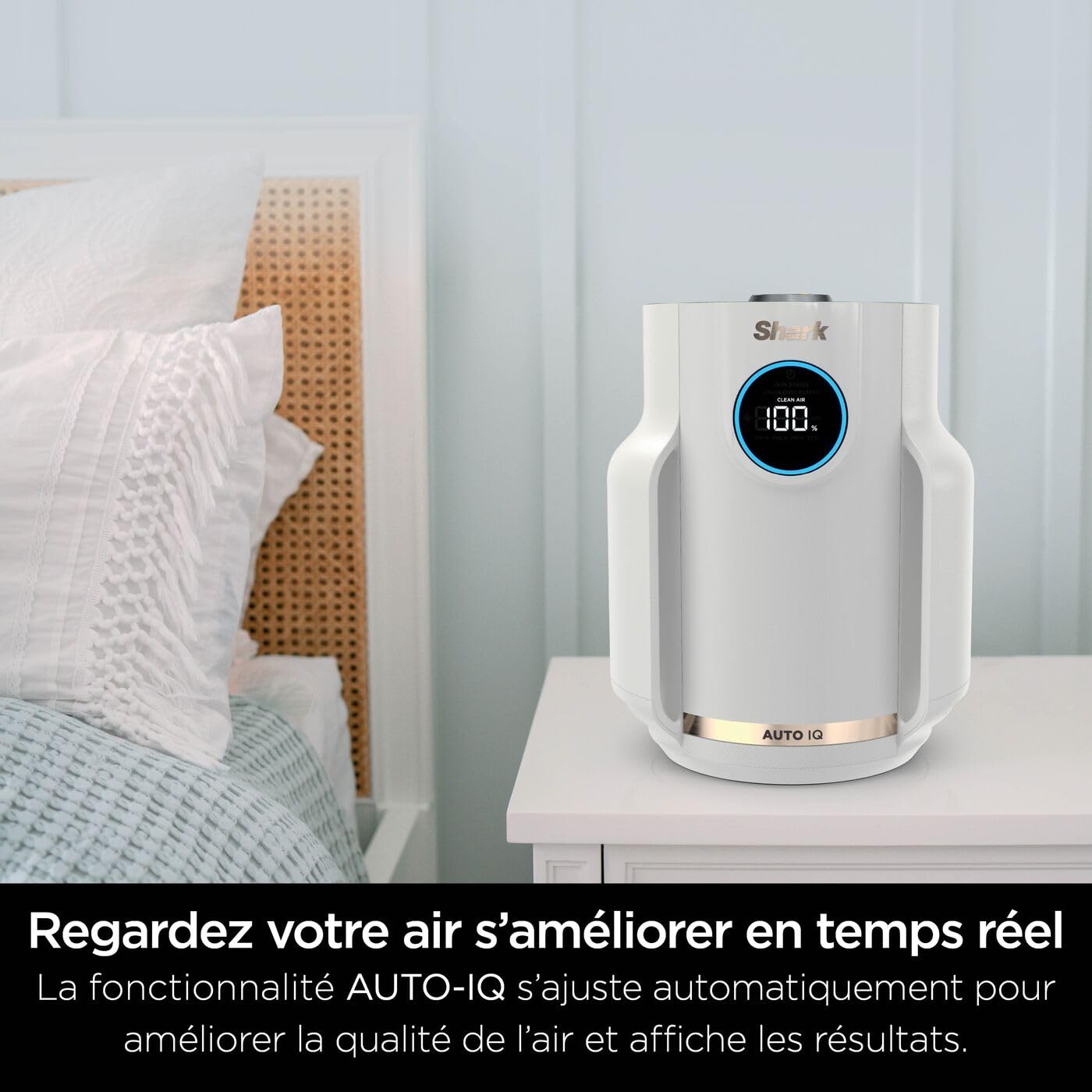 Shark NeverChange, Purificateur d’air compact pro, purificateur d'air silencieux pièces et chambres jusqu'à 23m², HEPA 99,9% aspire poussière, pollen, peaux mortes, écran LED, gris colombe, HP072EU