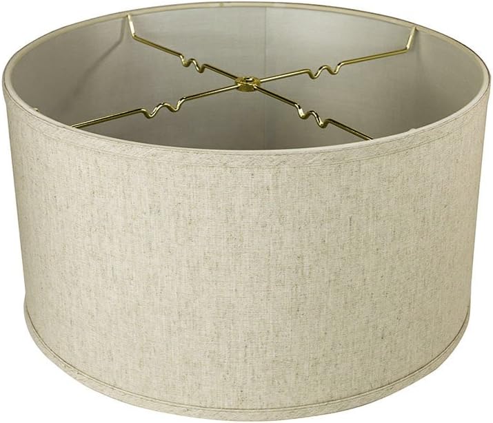 18x18x10 Textured Oatmeal Shallow Drum Lampshade with Brass Spider fitter - Perfect for table and Floor lamps - Extra Large, Textured Oatmeal