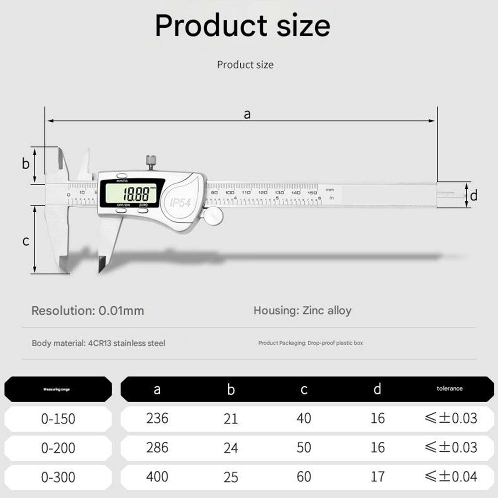 Calibrador digital de 0,01 mm, herramienta de medición de alta precisión, pantalla LCD, cuerpo de acero inoxidable para calibrador digital electrónico profesional