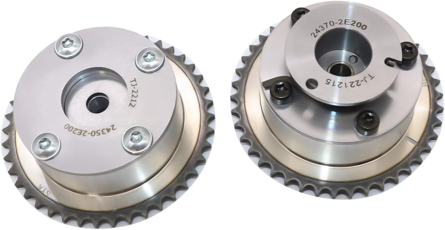 FZJDSD Intake & Exhaust Camshaft Phaser Adjuster Actuator CVVT Gear Compatible with Hyundai Elantra Tucson Sonata 2014-2021 Compatible with Kia Forte Soul Optima 2014-2020# 24350-2E200 24370-2E200