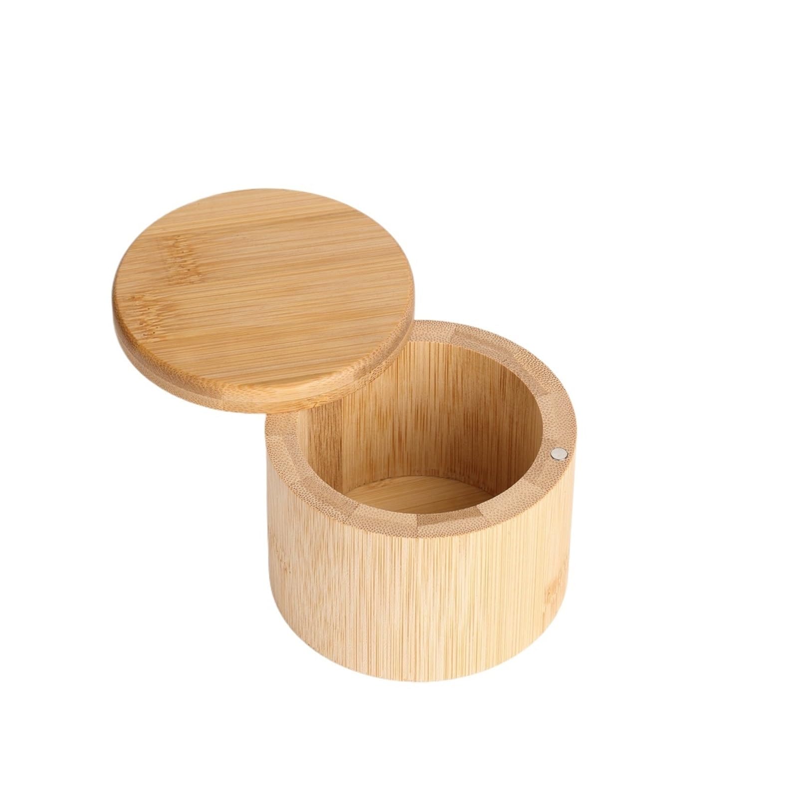 LuoAXINN Wooden Salt Cellar Salt Pepper Condiment Set with Magnetic Lid Wooden Jars Sugar Container Spice Storage Pot(Without spoon)
