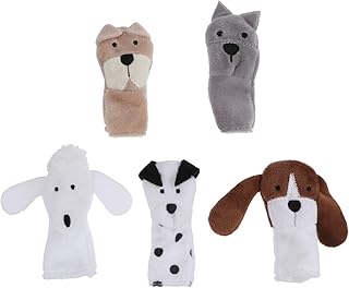 NUOBESTY Plush Finger Puppets Dog Hand Puppets Toys Plush Animal Puppets Set Story Time Toys for Toddlers 5pcs