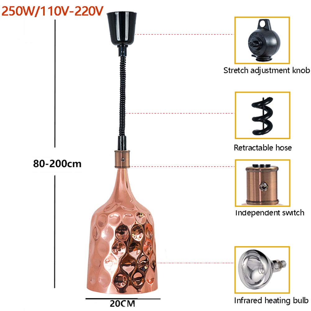 Komercyjna lampa grzewcza do podgrzewania żywności Lampa izolacyjna do pizzy, mięsa i frytek - nie wysusza żywności 110 V-250 W (z żarówką grzewczą) (D) (D)