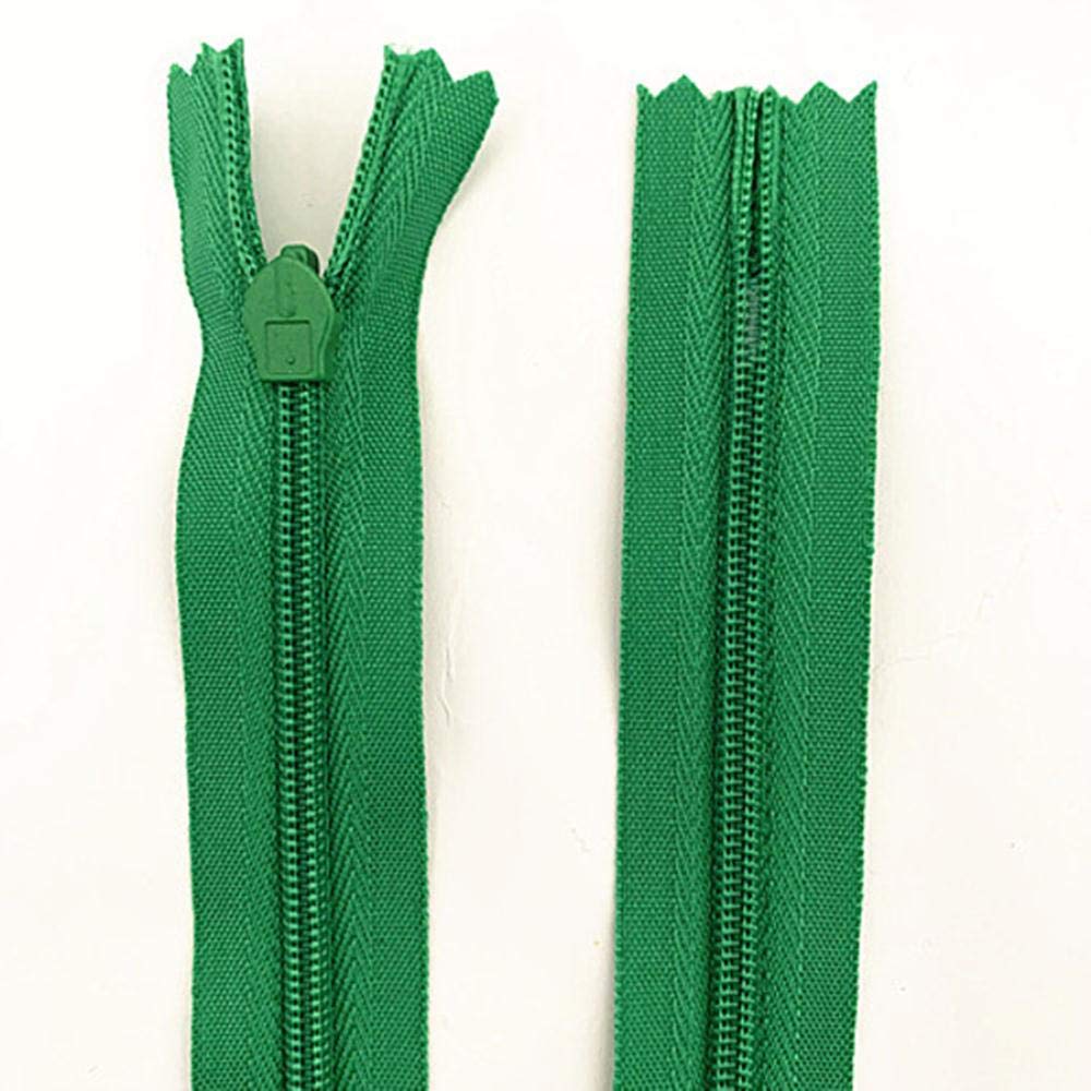 50 piezas, 28-60 cm de largo, cremallera oculta, bricolaje, anillo de cremallera de costura de nailon, verde hierba, 50