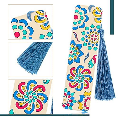 92 Pieces Unfinished Wood Bookmark With Colorful Tassels Diy Templates Blank Bookmarks Ornament Wooden Bookmarks Diy Bookmarks For Kids Diy Crafts Book Lovers (Flower, 1.26 X 4.72 X 0.08 Inches) #TOP3