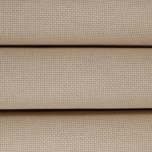 Image of KCS 16CT Counted Cotton Cross Stitch Aida Cloth Fabric (Khaki, 59 inch x 1 Yard)