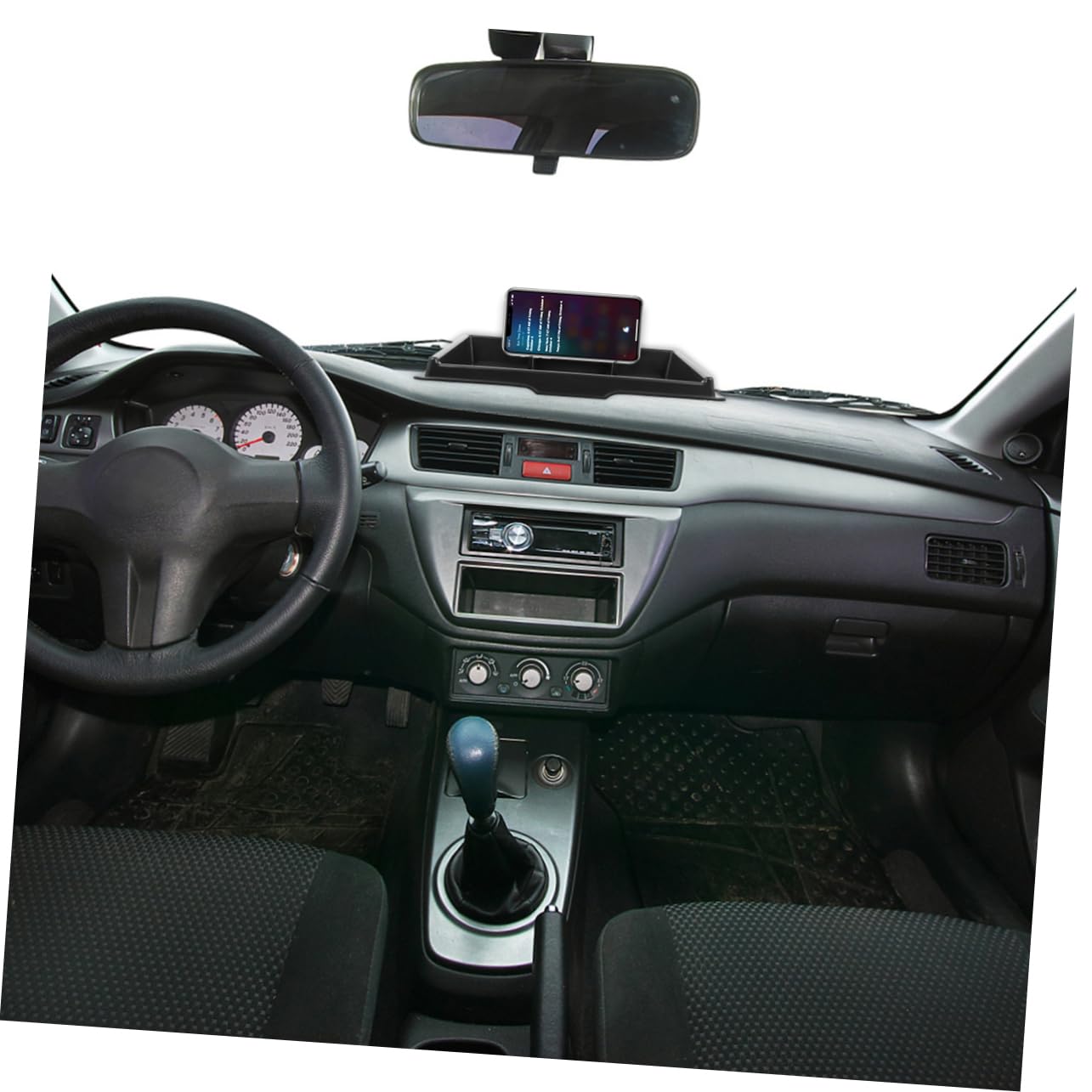 PLAFOPE Supporto Telefono Auto da Cruscotto in Abs Nero, Anti-sdrucciolo | Vaschetta Multiuso Lavabile, per Auto e Smartphone, Resistente All’usura, Formato Compatto