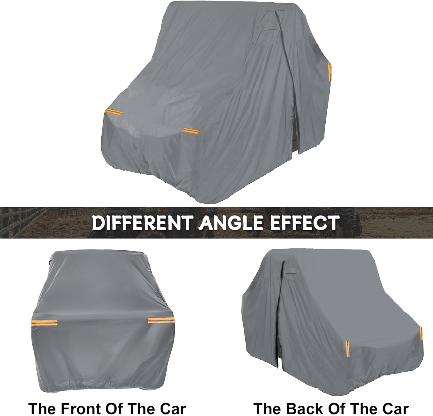 Waterproof UTV Cover Compatible with Kawasaki Mule 3-6 Seats, 6 Layers All Weather Cover with Air Vents, Door Zipper and Windproof Buckles and Bands for Rain Snow Dust Protection