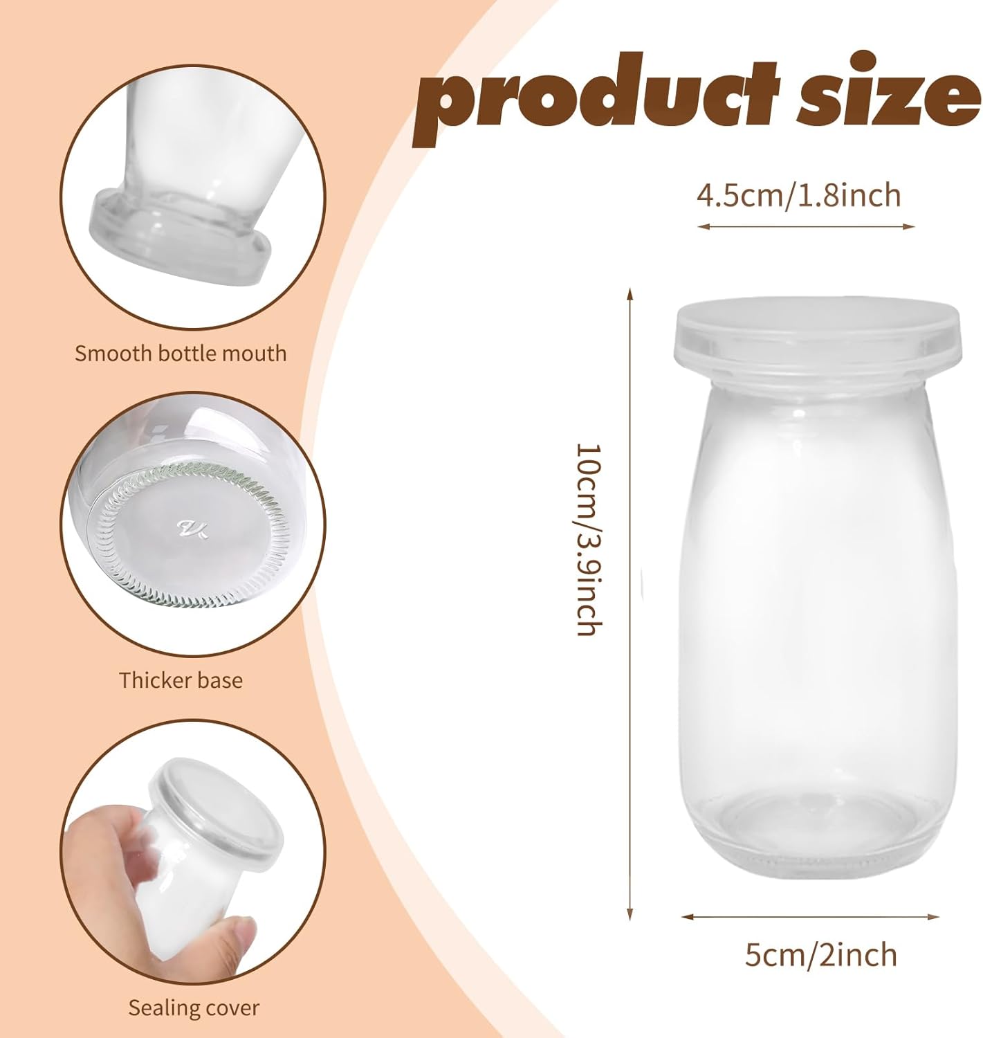 14 Pack 3.38 oz Small Glass Milk Bottle with Lids Reusable Drinking Bottle Clear Mini Glass Bottles Juice Glass Container Bottle Shake Glass Bottles for Drinking Water Juice Honey Supplies