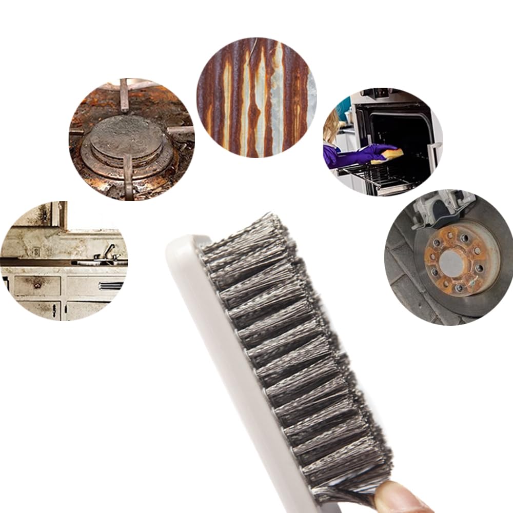 Wire Brush for Homes Automotive Kitchen Car Removing Rust, 3Pack