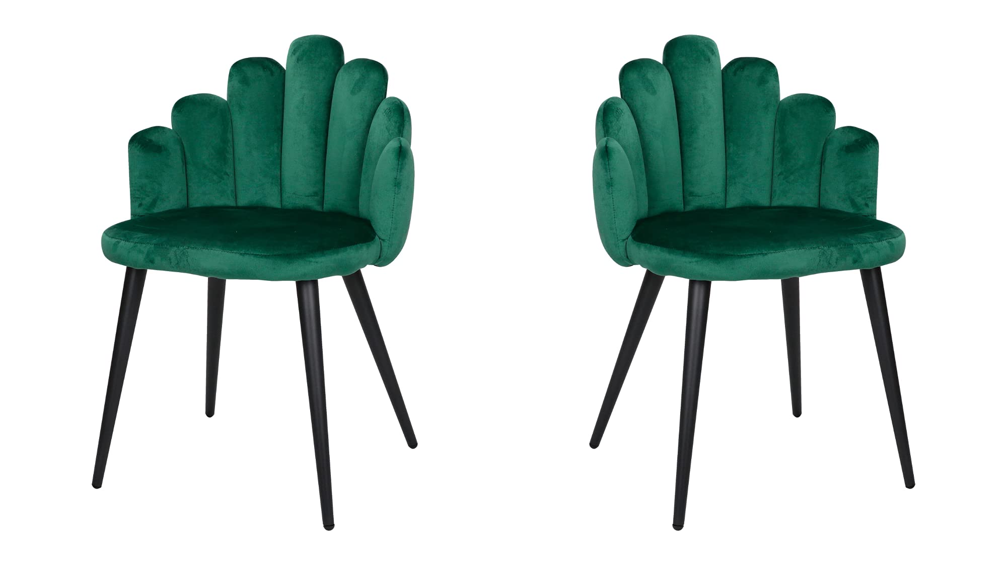 Set Di 2 Sedie Da Pranzo In Velluto Verde – Moderne Con Gambe In Metallo Nero - 3