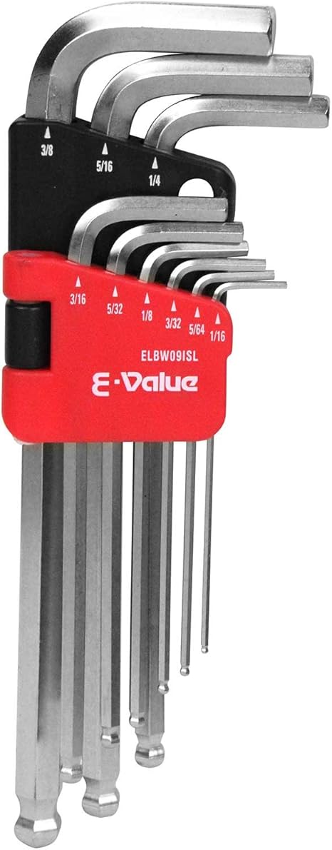 Amazon E Value ボールポイント 六角棒レンチセット セミロング 9本組 Elbw09isl Diy 工具 ガーデン