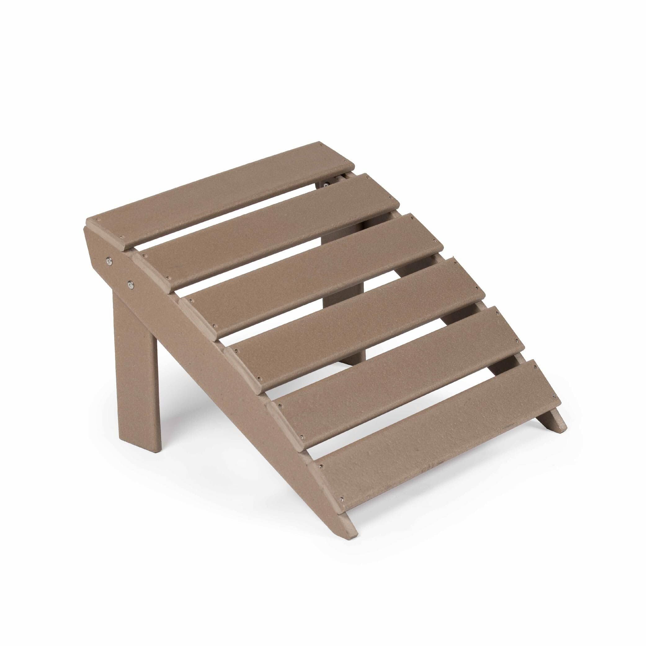 TITAN GREAT OUTDOORS Everwood Hilltop Driftwood Curve Back Poly Adirondack Ottoman