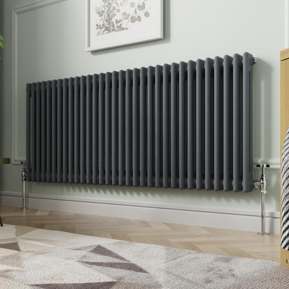 Nrg Anthracite 600 X 1460Mm Horizontal Cast Iron Radiator Double Panel
