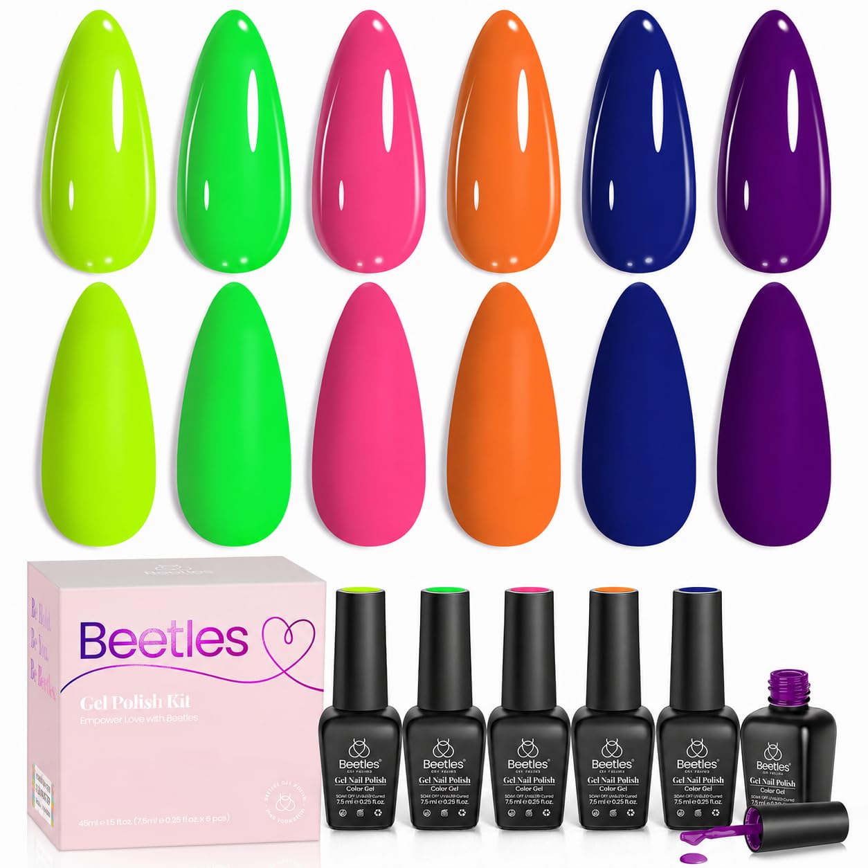 Amazon.com: Beetles Neon Gel Nail Polish Set - Dopamine Pleasure 6