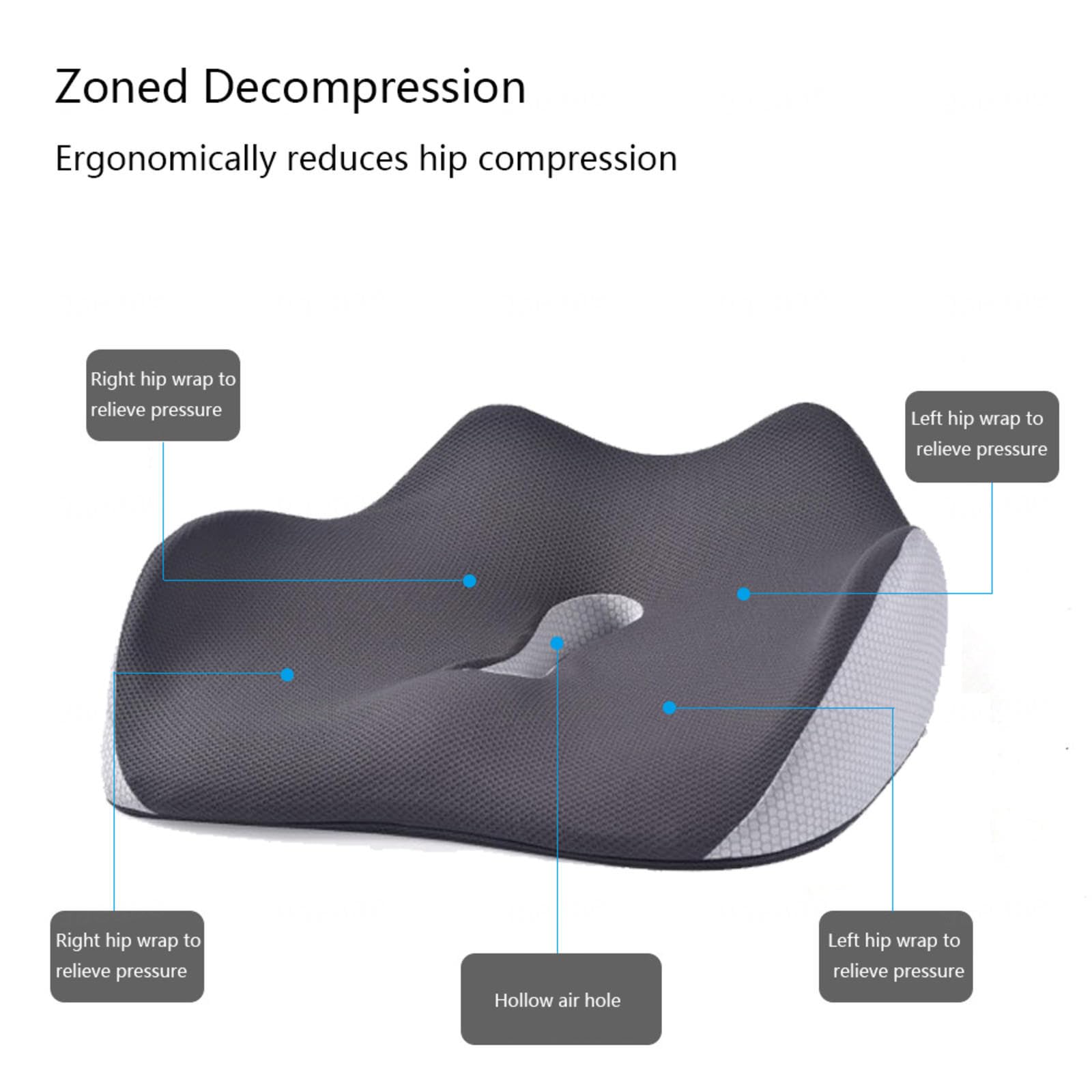 HAZARA Cojin Antiescaras, Cojin Ergonomico Aumenta La Comodidad De Los Asientos, Cojin Almorranas para Oficina,Automóvil,Silla De Ruedas, Silla Escolar,A-Blue