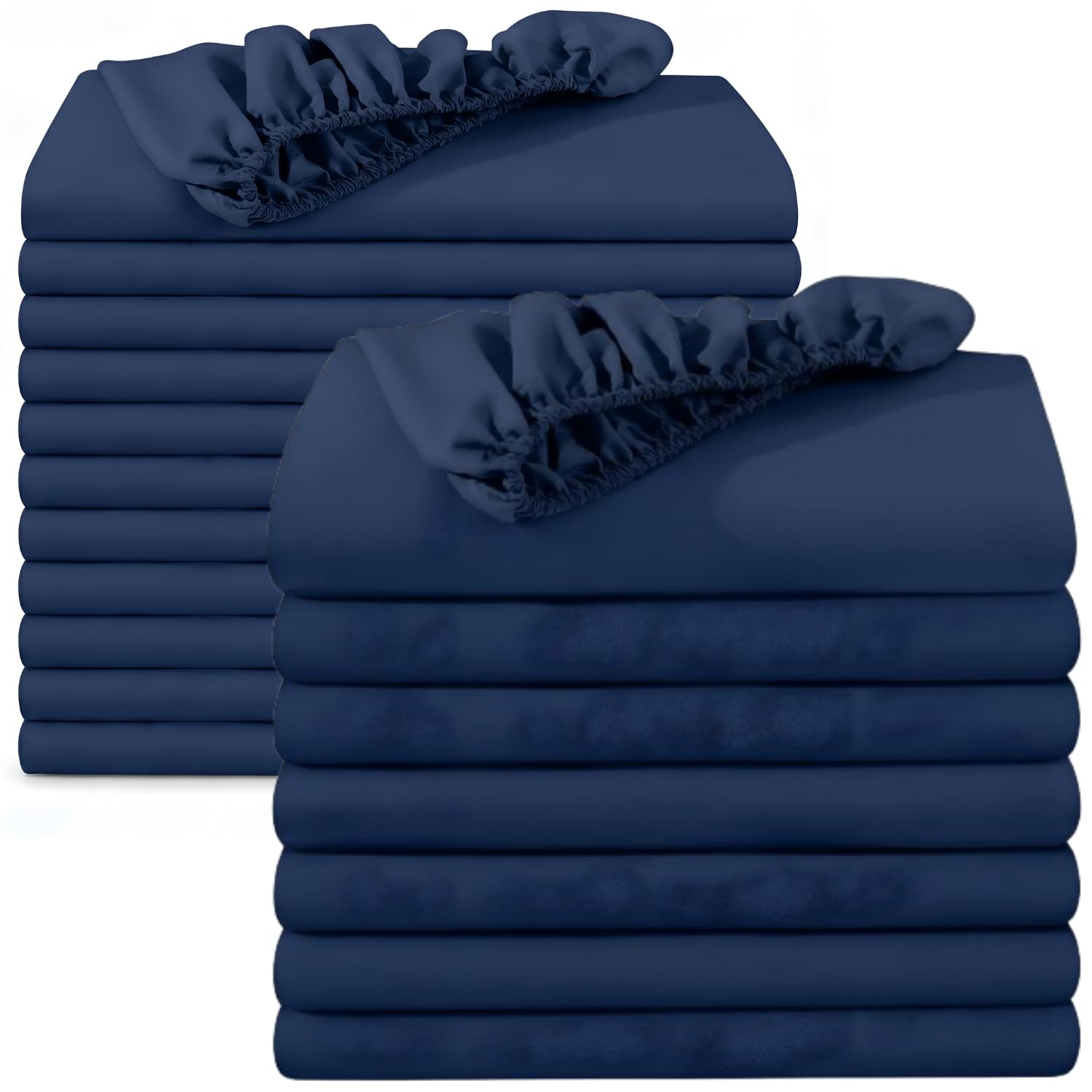 BedLooms Single Fitted Sheets 20 Pack – Navy (91x190cm) up to 25cm Deep Bed Sheets — image 1