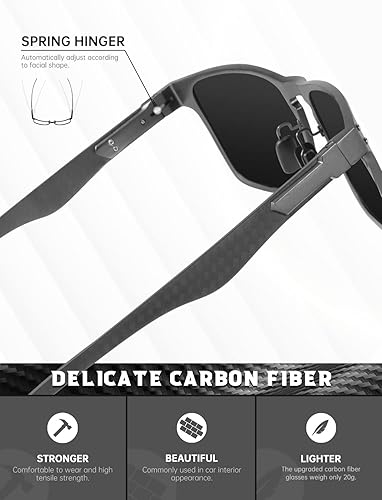 Miniatura 3 de ANYLUV Gafas de sol polarizadas para hombre con patillas de fibra de carbono mejoradas, gafas de sol de conducción de moda con protección UV