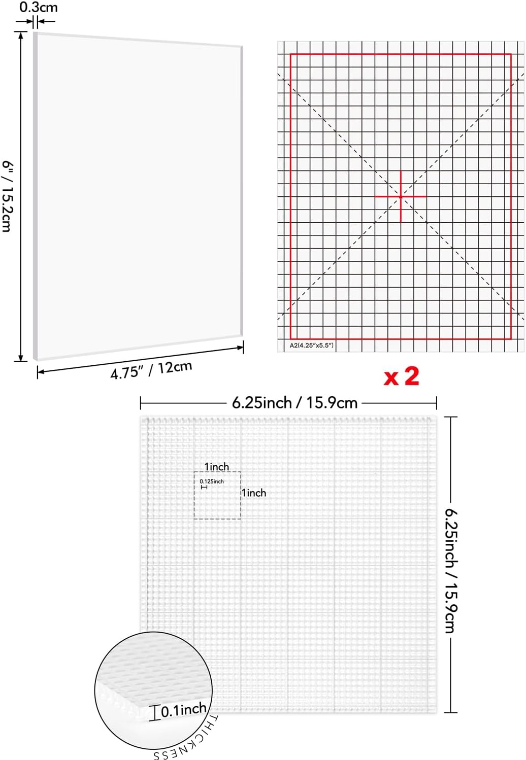 OTCRAFT 2Pcs Low Tack Sticky Mat with Grid for Stamping Stenciling Ink Blending Clear Photopolymer Craft Low Tacky Mat Stamp Mat DIY Projects Paper Card Scrapbooking Ink Blending Fixed