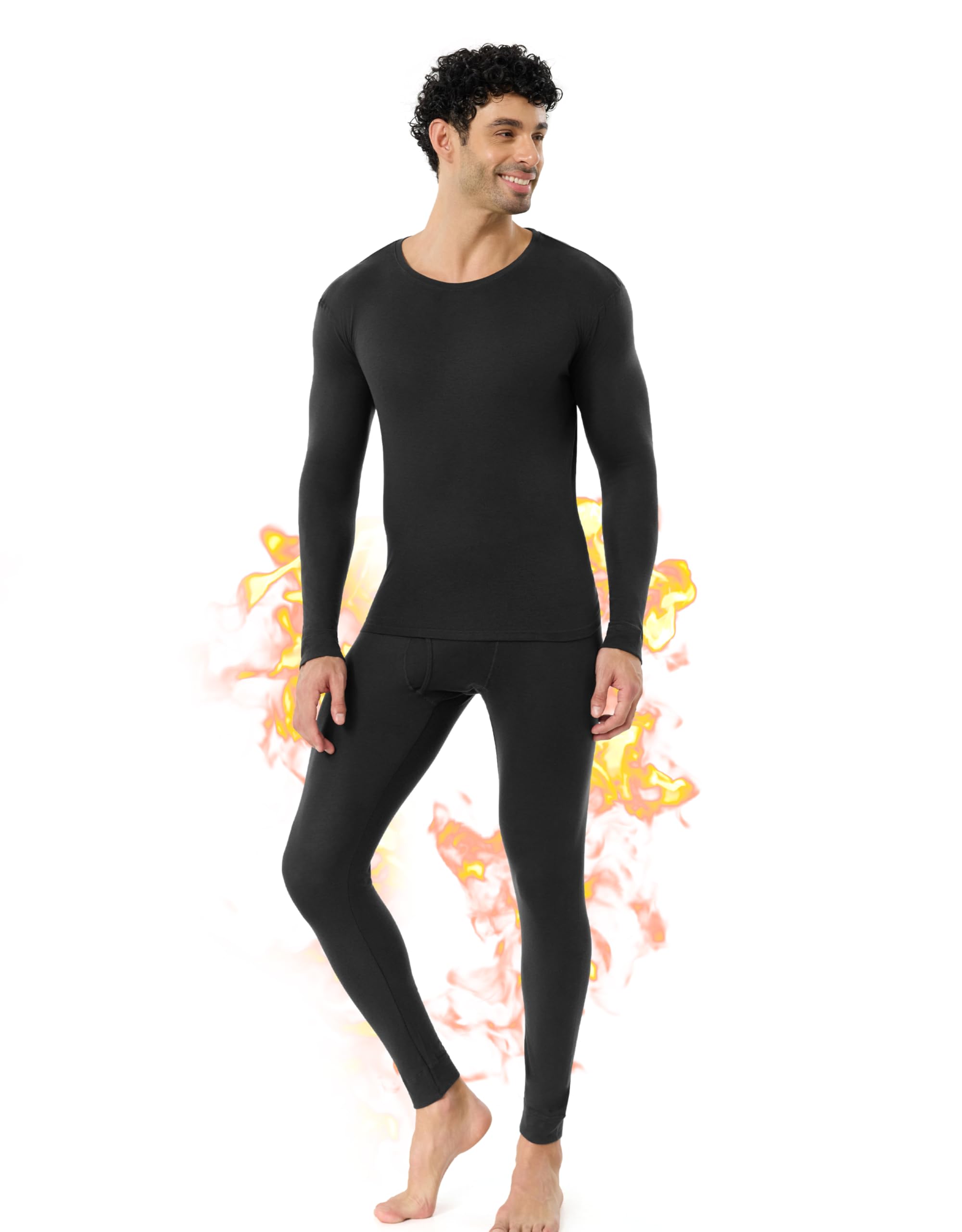 FORVEVO Merino Wool Base Layer Mens-Heavyweight, Midweight,Soft Thermals Underwear,Warm Top and Bottom Set for Winter