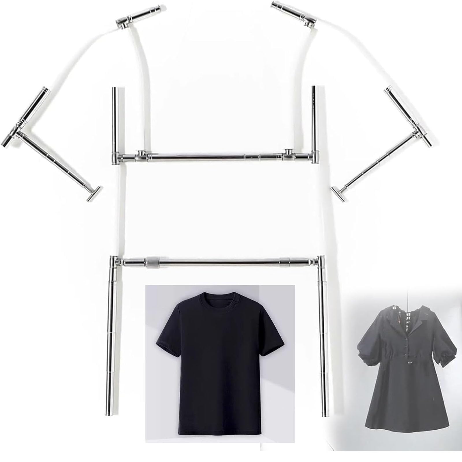 Regulowany wieszak na manekin do fotografii odzieżowej, metalowy stojak o zmiennej długości i szerokości na koszule, sukienki, t-shirty