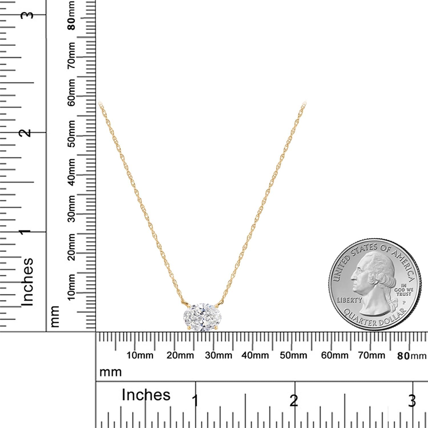 Gem Stone King 1.50 Cttw Oval Cut 14K Yellow Gold IGI Certified Lab Grown Diamond Pendant Necklace | F-G Color | VS1 Clarity | Gold Necklace For Women | 18 Inch Chain - Image 5