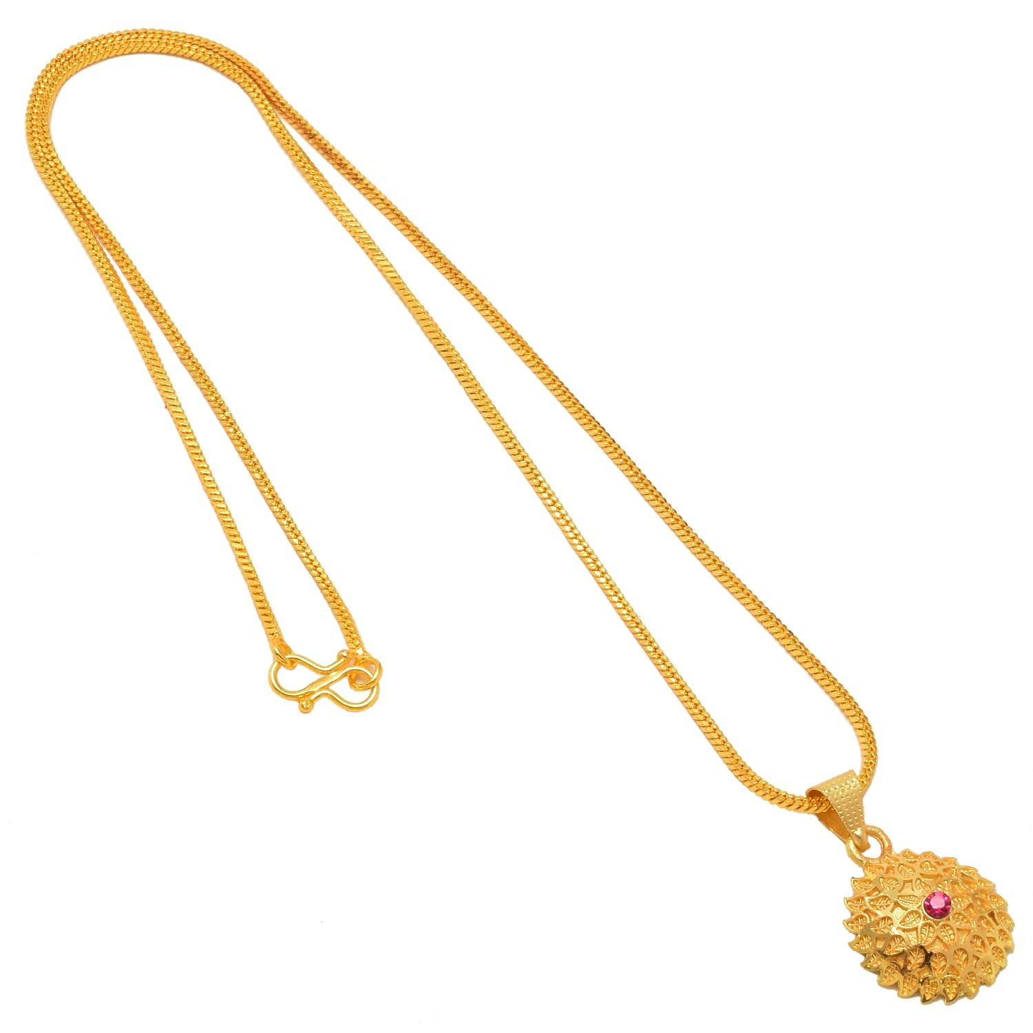 Jewar Mandi Locket Gold Plated Religious Om, Heart/Pan, Round & Oval Design Pendant with Chain Jewelry for Men-Women & Boys-Girls (Round Locket-1) (B09X2XGT4N) Amazon Price History, Amazon Price Tracker