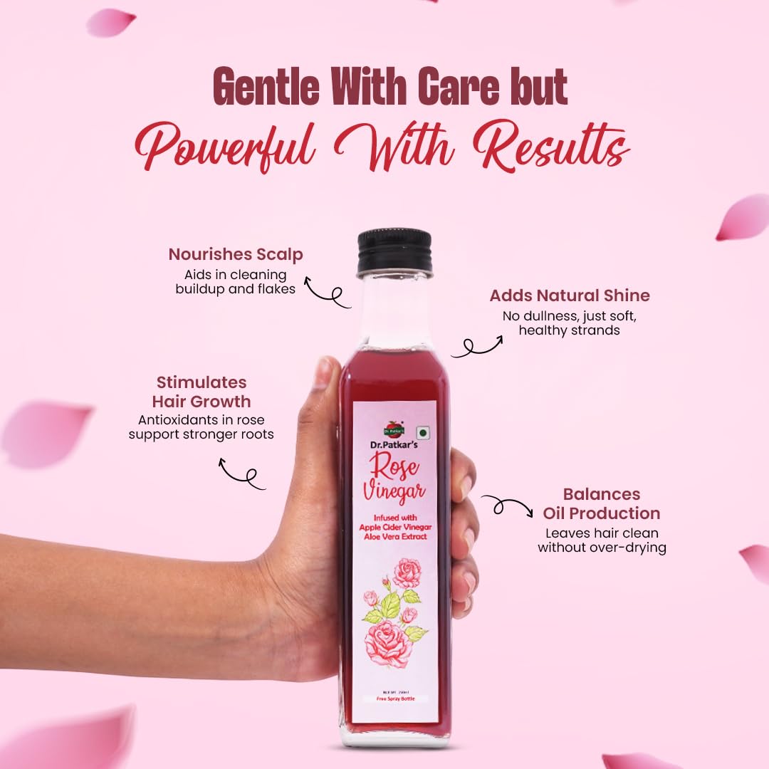 Dr. Patkar's Rose Vinegar with Apple Cider Vinegar & Aloe Vera | Natural Skin Toner | Hydrating, Cooling & Anti-Acne Formula | For Glowing Skin, Hair, & Immunity | With the Mother 100ml 3