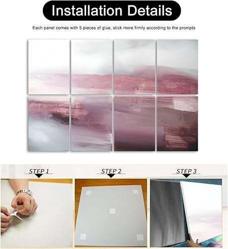 Miniatura 7 de Paneles de pared acústicos insonorizados rosa y gris, pintura de arte abstracto, arte moderno, autoadhesivos, paneles acústicos, reducen la