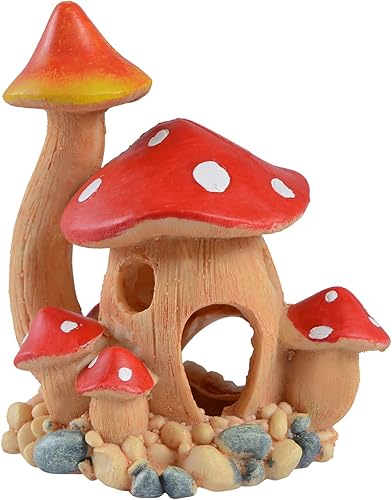 Bonita decoración de casa de hongos para acuario, adorno de pecera, cuevas de Pleco para escondite de peces pequeños y decoraciones de jardín de
