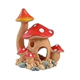Mairuker Cute Aquarium Mushroom House Decor, Resin Fish Tank Ornament Pleco Caves, Small Fish Shrimp Hideout Spot, Play, Rest - Underwater Landscape and Fairy Garden Decorations ﻿