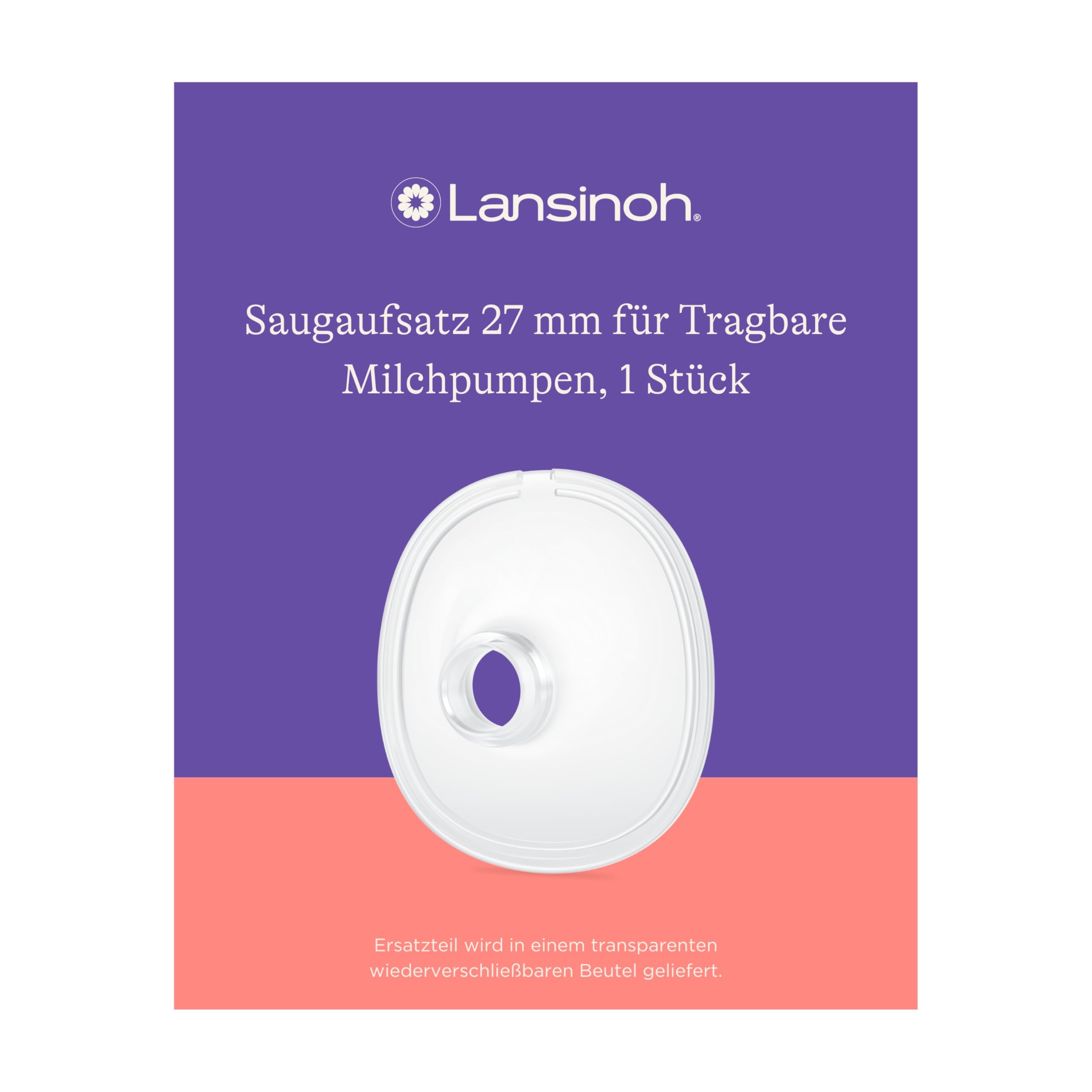 Lansinoh Saugaufsatz 27 mm – Ersatzteil für Lansinoh Tragbare Milchpumpe & Doppelmilchpumpe – 100% Silikon, BPA- & BPS-frei - 1 Stück