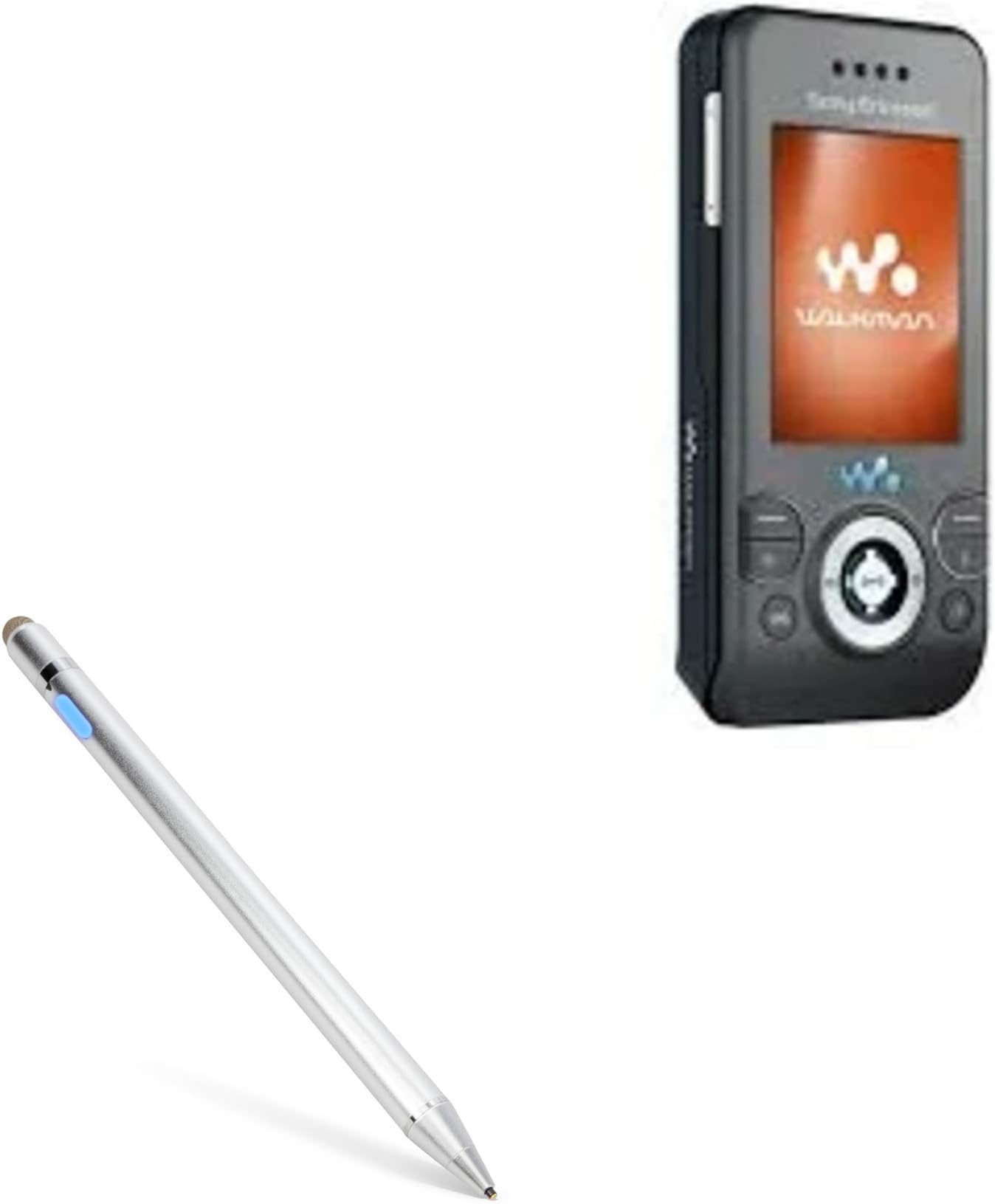 Stylus Pen Compatible with Sony Ericsson W580i - AccuPoint Active Stylus, Electronic Stylus with Ultra Fine Tip - Metallic Silver