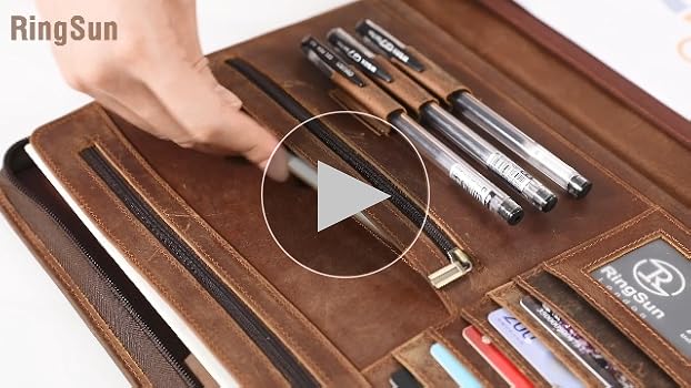 Amazon.com : Ringsun Genuine Leather Portfolio with Zipper