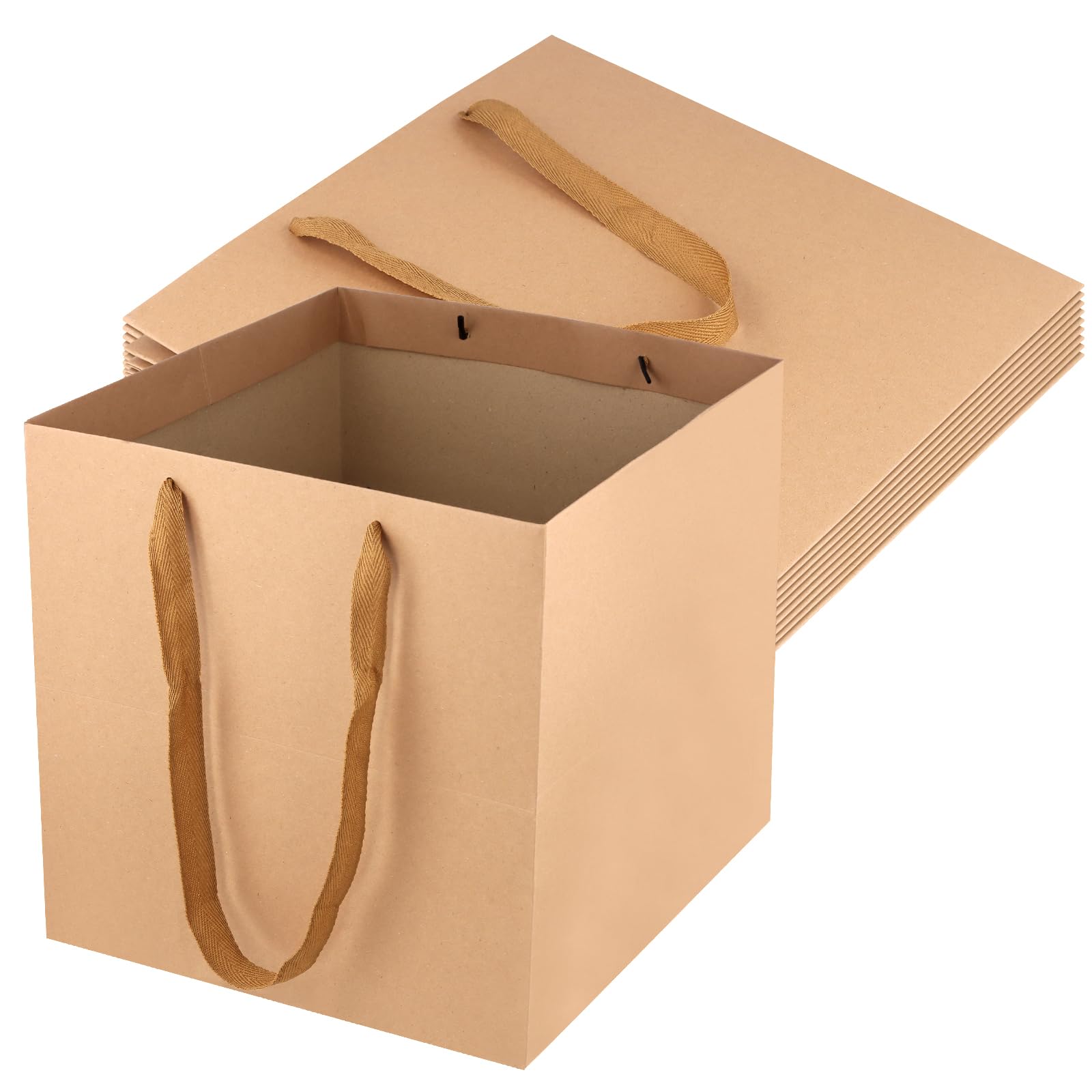 JOIKIT 10 Pack Large Brown Paper Bags with Handle, 30x30x30cm Kraft Gift Bags for Shopping Packaging