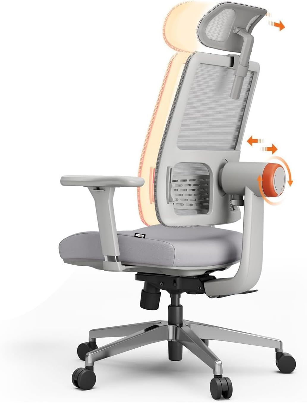 DROGO Ergonomic Office Chair for Work from Home, High Back Computer Chair with Adaptive Lumbar Support, 4D Armrest, Recline, Adjustable Height & Headrest, Mesh Chair for Office/Home (Grey)