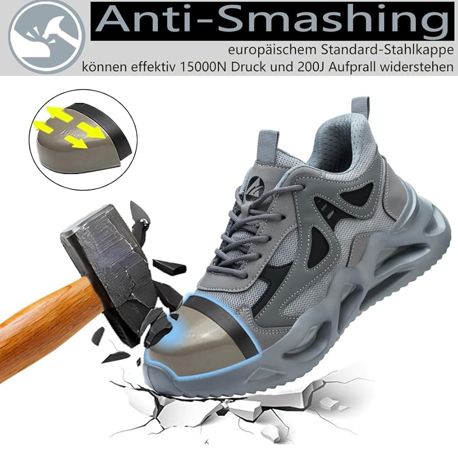 Scarpe Antinfortunistiche Frysen Con Punta In Acciaio - Uomo E Donna, Leggere, Traspiranti E Antiscivolo, Taglie 35-48 EU - Foto 9