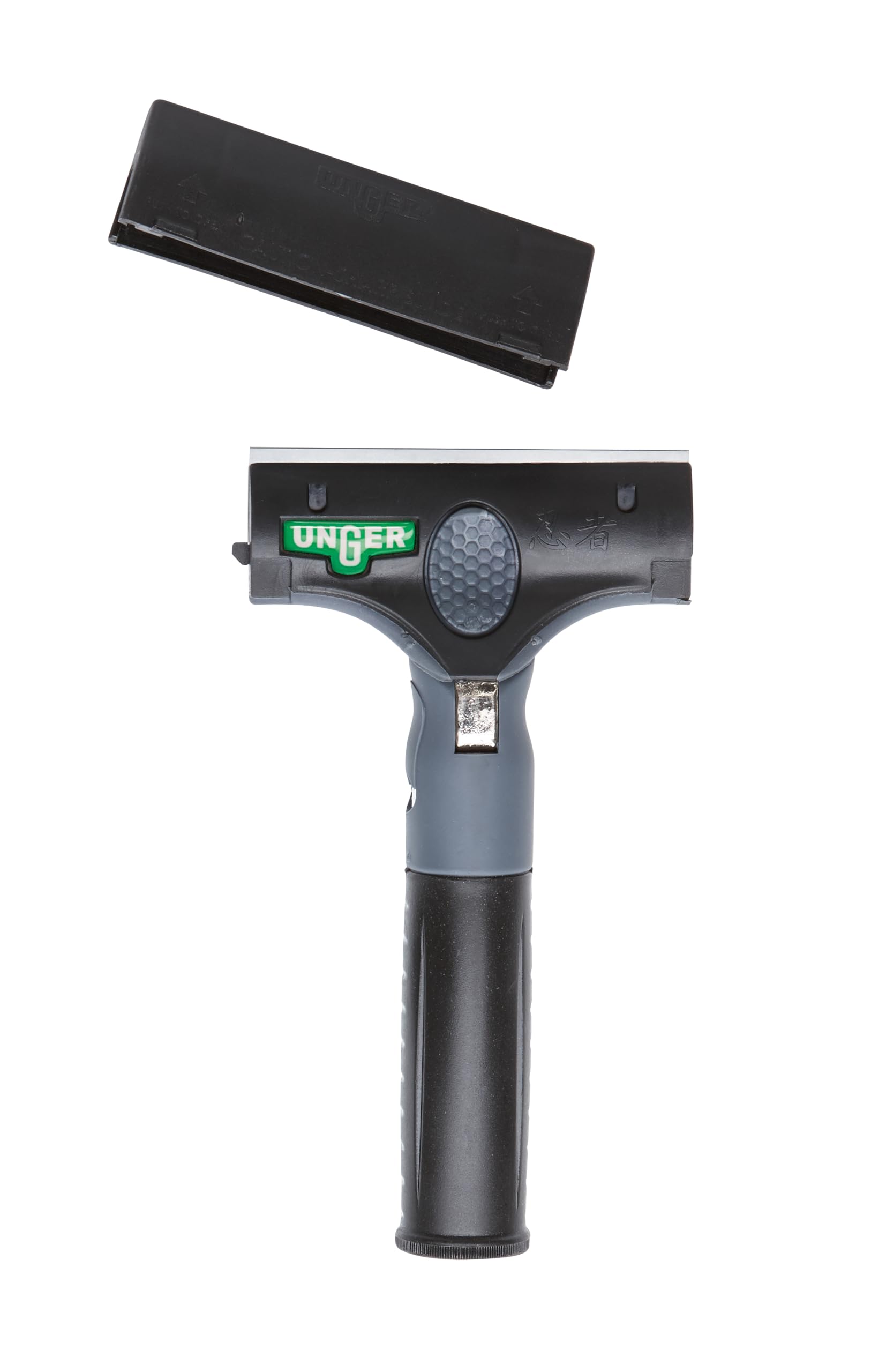 Unger Commercial ErgoTec® Ninja 4" Glass Scraper with Blade and Safety Cap – Adjustable Angle for Efficient Window Cleaning EN100