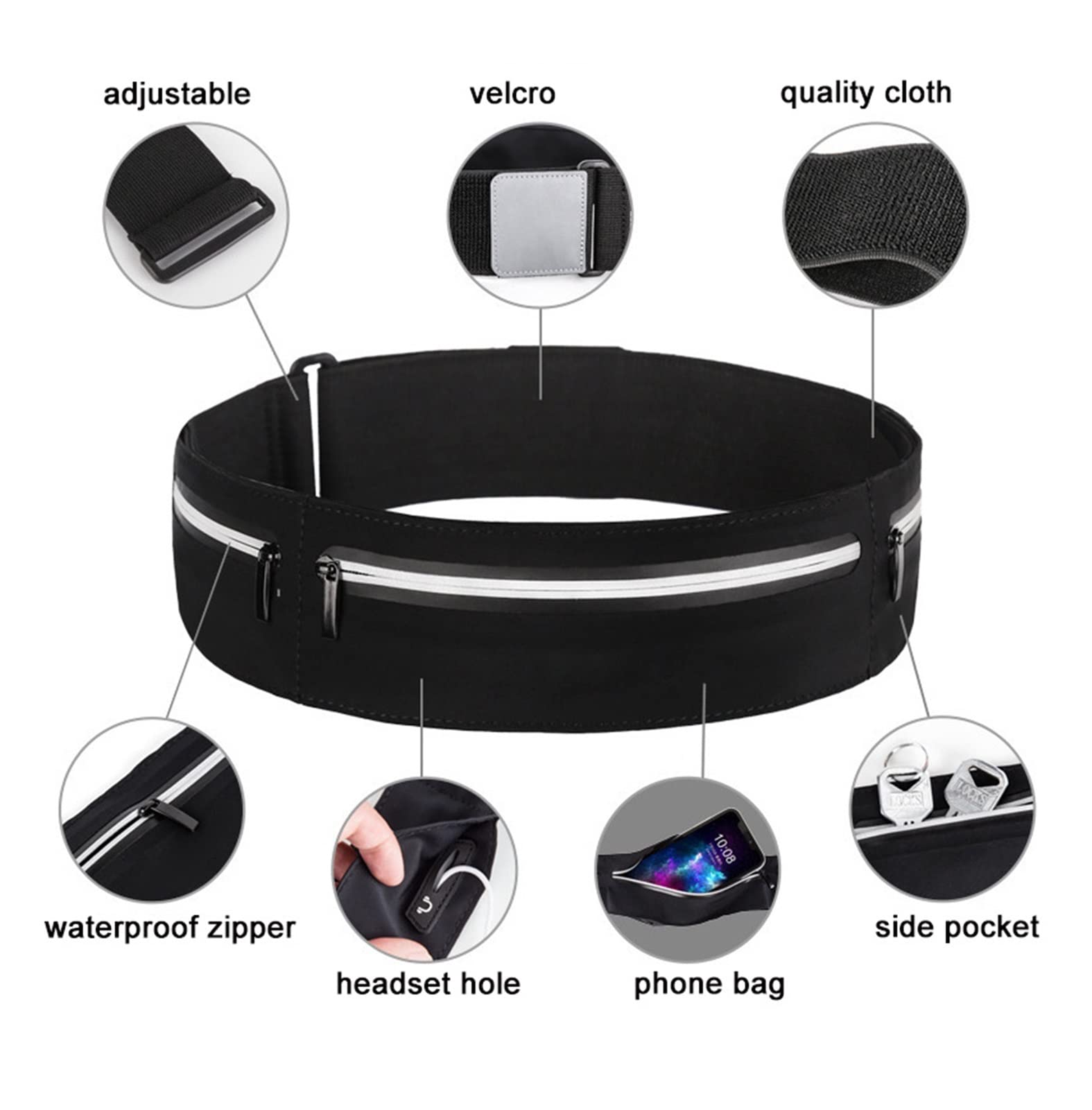 Gürtelbeutel Mobiltelefontasche for laufende Männer Running Bag Frauen Sport Fanny Pack wasserdichte Jogging Fitnessstudio Tailentasche Run Gürtel (Color : XL)