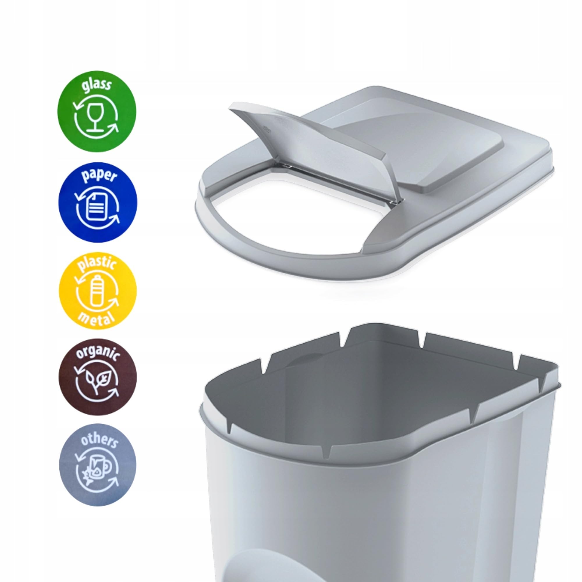 Prosperplast KEDEN SORTIBOX - Set di 3 bidoni della spazzatura, bianco rotto, volume 3 x 25 l