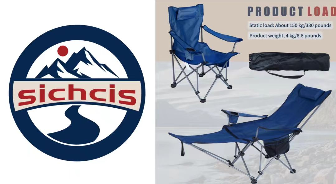SICHCIS CAMPINGCHAIR Silla Plegable Reclinable para Camping con Reposapiés 3 en 1 Azul Marino miniatura 7