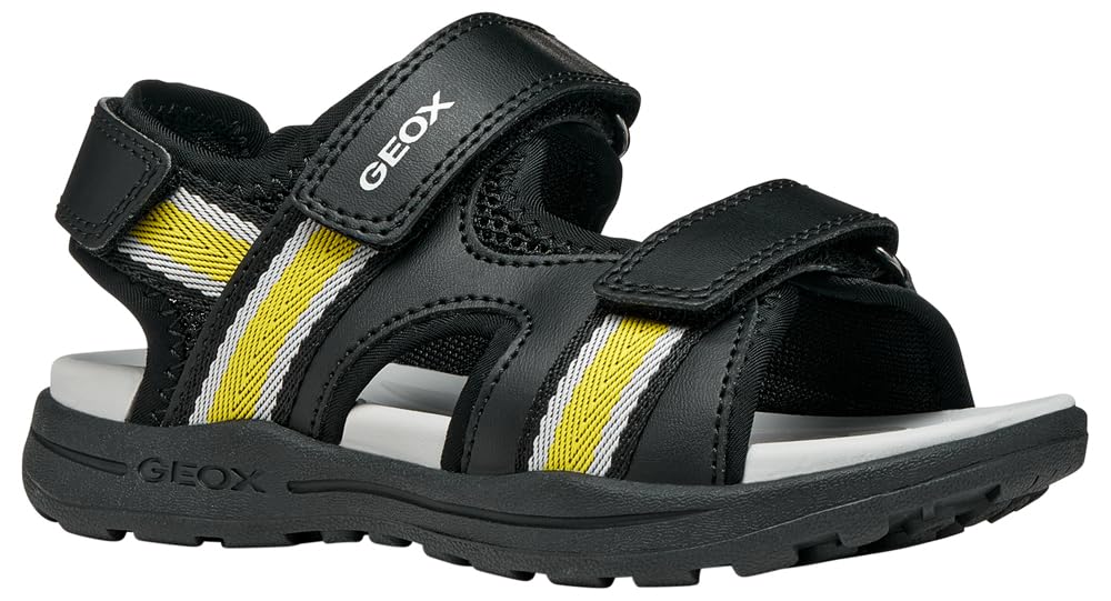 Geox J VANIETT Boy B Sandal, Black/Yellow, 38 EU
