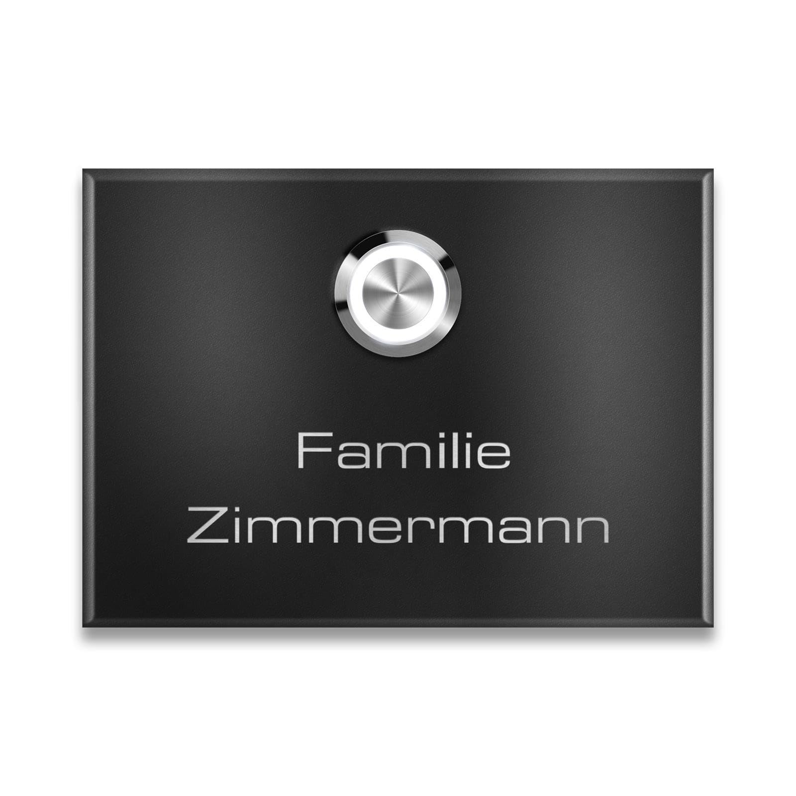 Metzler Funkklingel aus Edelstahl - Kabellos oder kabelgebunden & UV-beständig - hohe Reichweite - Edelstahl Türklingel in Schwarz - Gravur optional (1 Taster)