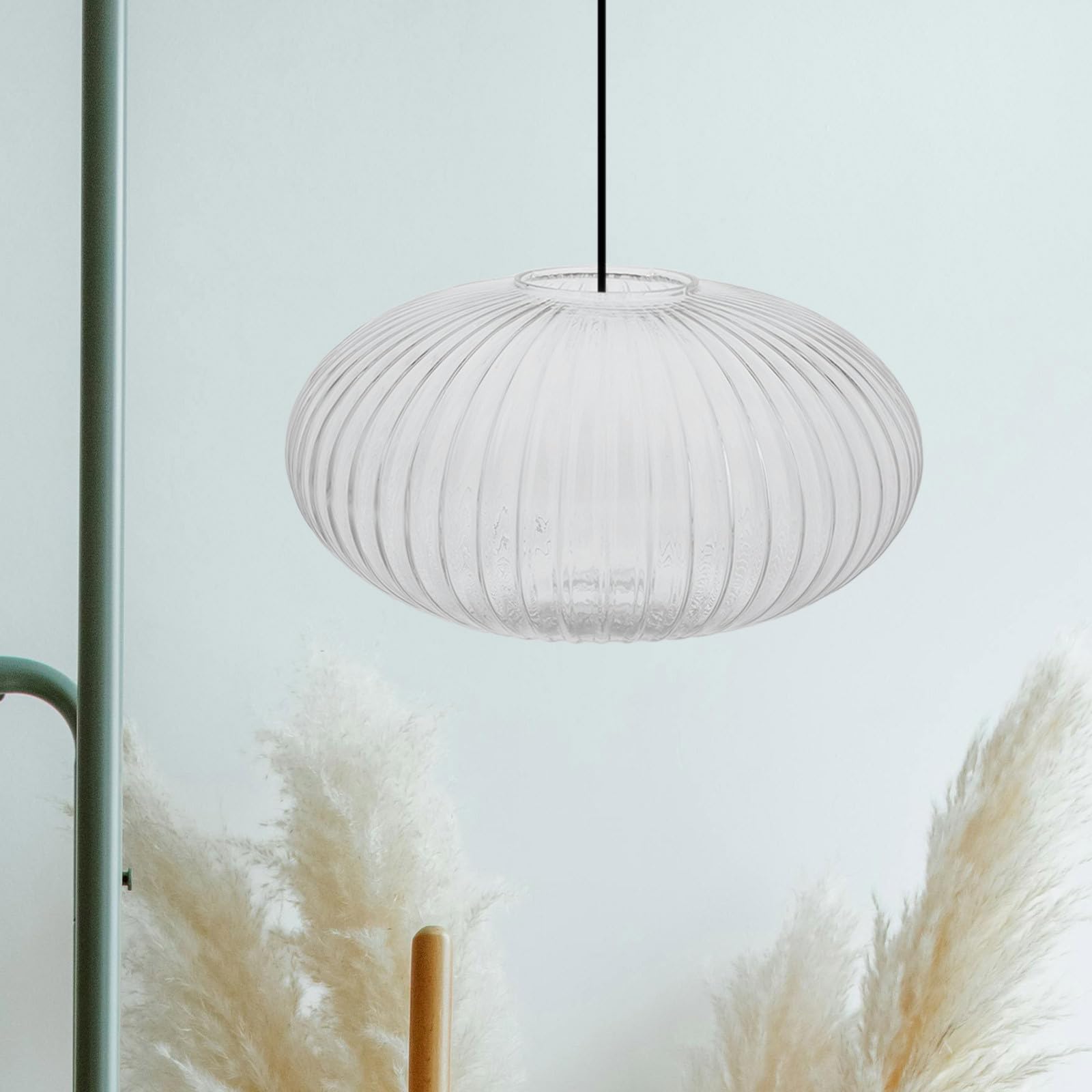 Pantalla de Lámpara Diseño Transparente y Rayas Redonda de Material Resistente y Estilo Minimalista Cubierta de Luz para Lámpara Colgante Mesa