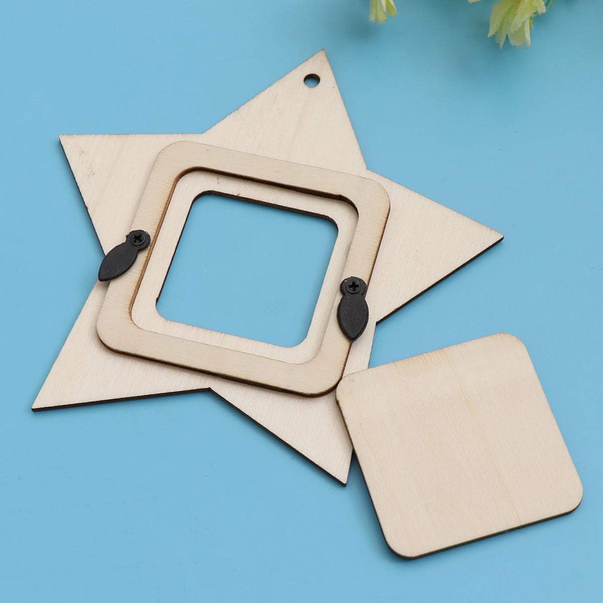 HEALLILY Hanging Picture Frames Wooden Mini Photo Holder Star Shape Hanging Wood Pieces for Home Garden Decoration 10pcs - Image 5